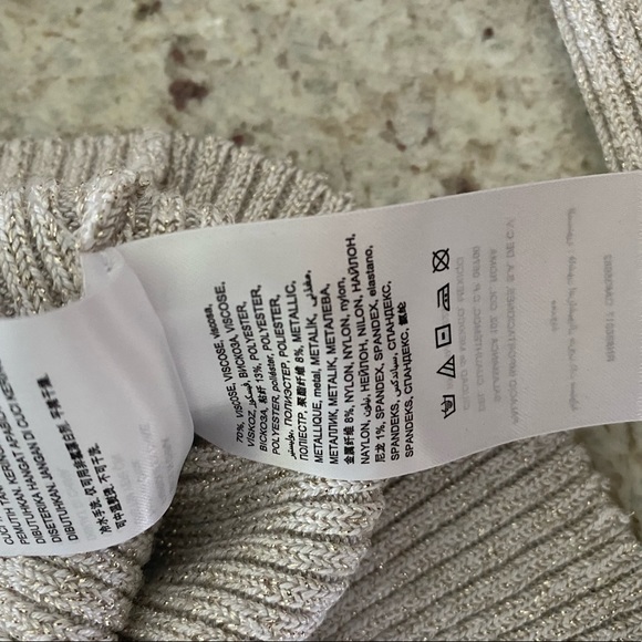 BEBE Sheri lace up Metallic cropped sweater Large - Picture 9 of 13